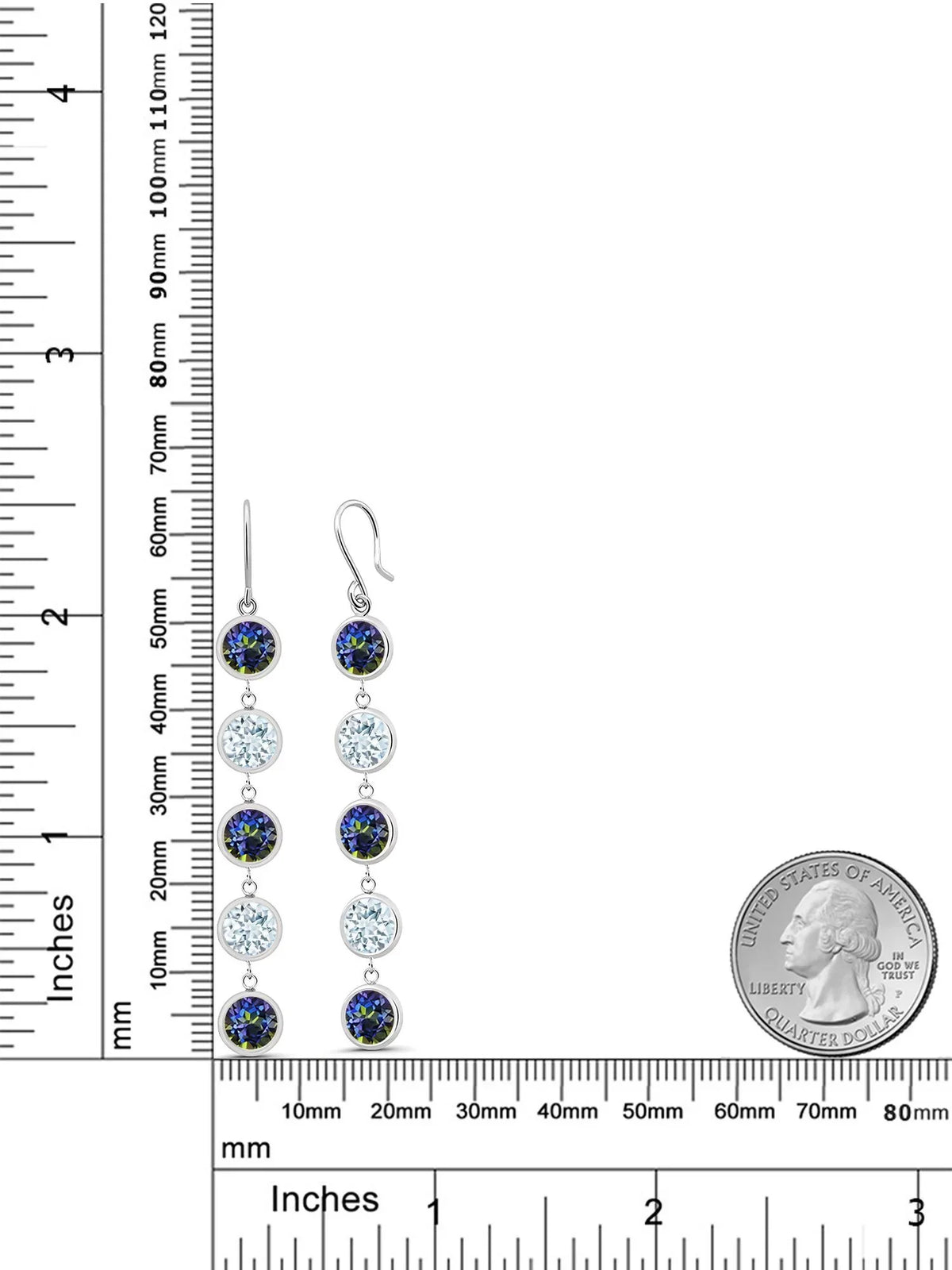 Gem Stone King 9.00 Ct Round Blue Mystic Topaz Sky Blue Aquamarine 925 Sterling Silver Earrings
