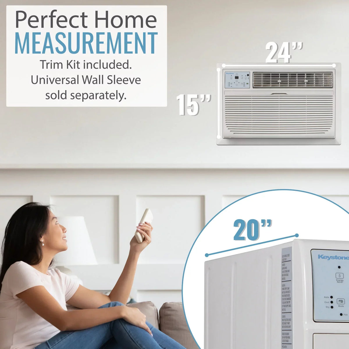 Keystone 14,000 BTU 700 Sq. Ft. Through-the-Wall Air Conditioner, White