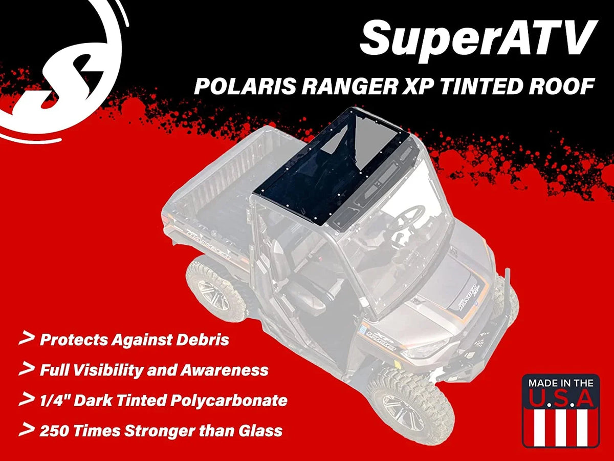 SuperATV Dark Tinted Polaris Ranger Roof for 2015|2016 XP 570 (PRO|FIT Cab)|2013+ XP 900|2017+ XP 1000|2015|2018 1000 Diesel|USA Made|ROOF-P-RAN1K-71#RT