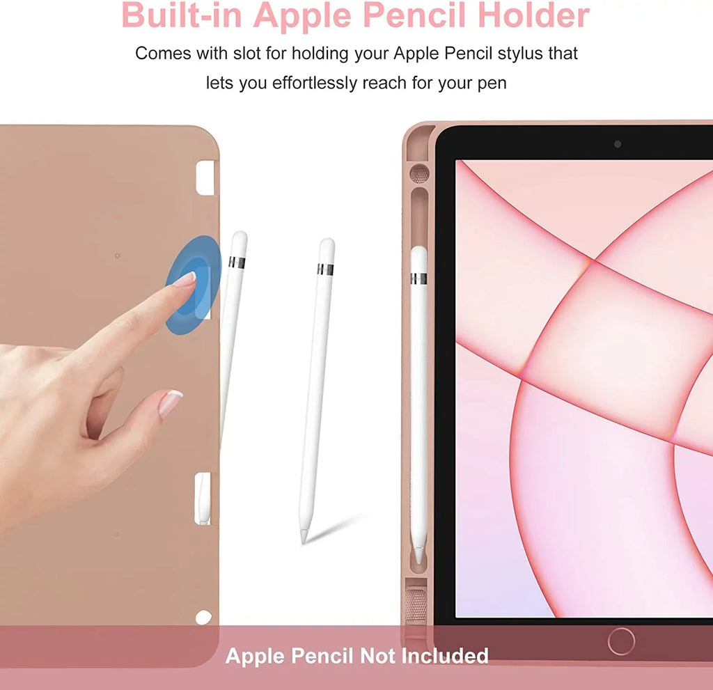 Kvago iPad Keyboard Case for iPad Air 5th Gen 2022 Bluetooth Keyboard Built-in Pencil Holder Pink