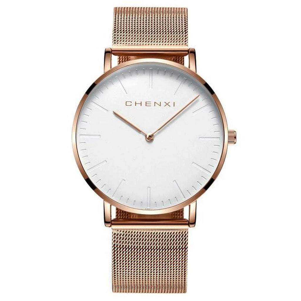CHENXI Fashion Rose gold Lover Watches Men Fluid Ultra thin Quartz Watch Top Luxury Brand Woman Elegant Dress Ladies Watch