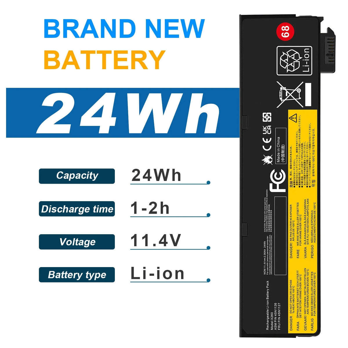 Battery For ThinkPad L450 T470P L470 T560 T440 T460 45N1130 45N1125 24Wh