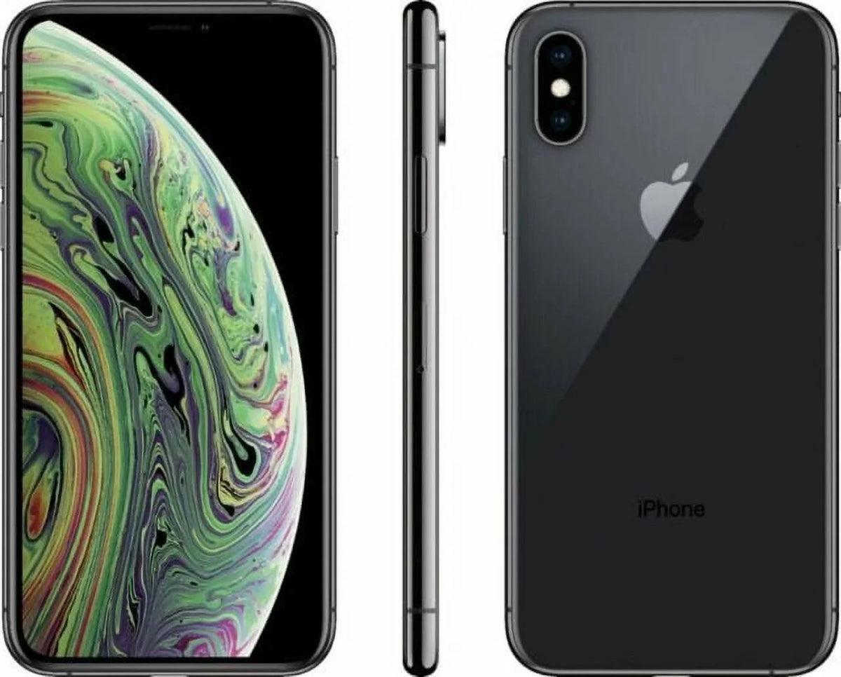 Restored iPhone XS Max A1921 (Fully Unlocked) 64GB Space Gray (Grade A) w/ Wireless Earbuds (Refurbished)