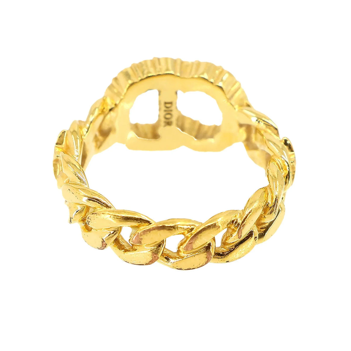 Pre-Owned Christian Dior Clair D Lune Ring Gold Rhinestone S (Like New)
