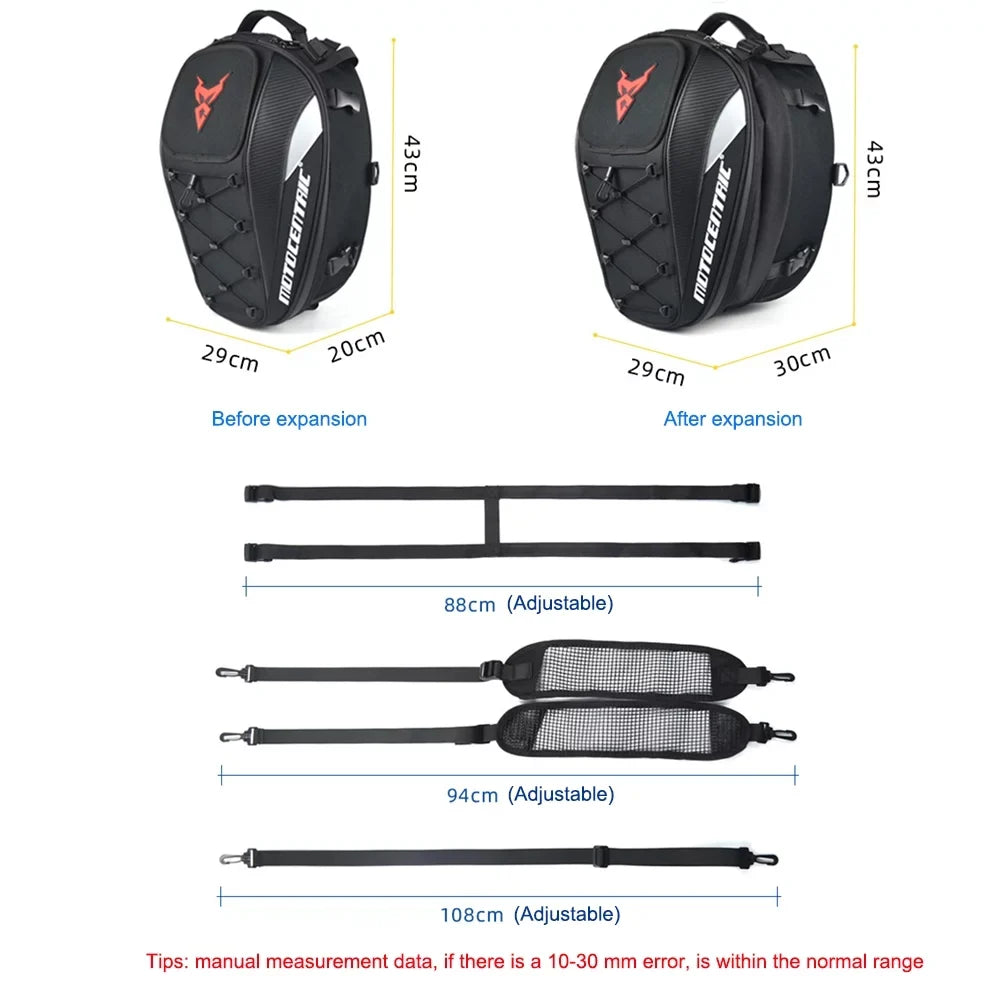 Motorcycle Seat Bag Dual Use Motorbike Luggage Storage Bags Grey