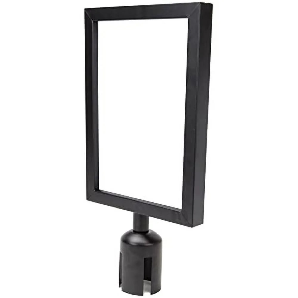 8.5" x 11" Stanchion Sign Holder - Double-Sided Black Metal Portrait Frame for 2" Diameter Retractable Belt Stanchions by Pudgy Pedro's Party Supplies