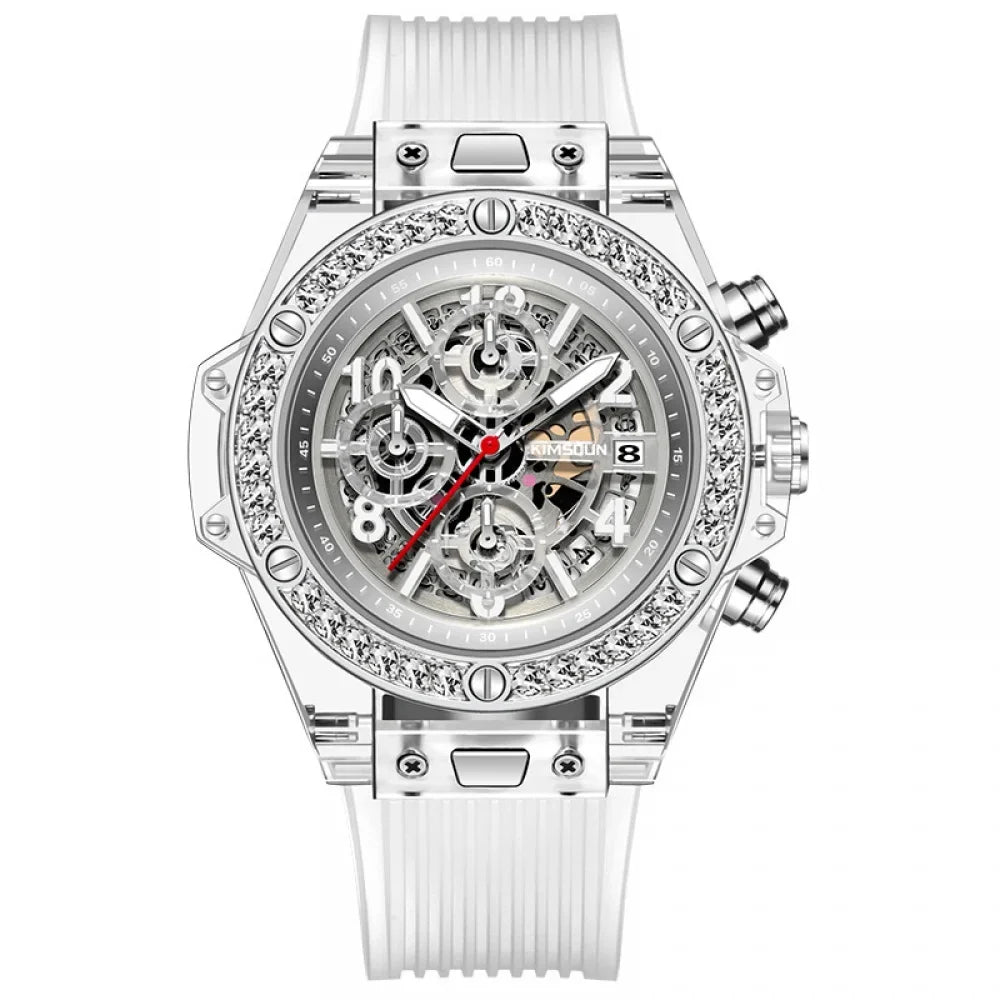 Jinshidun Brand Diamond-Embedded Transparent Quartz Watch Fluid Net Red Watch Men's Lady Couple Watch Fashion Best-Seller on Douyin