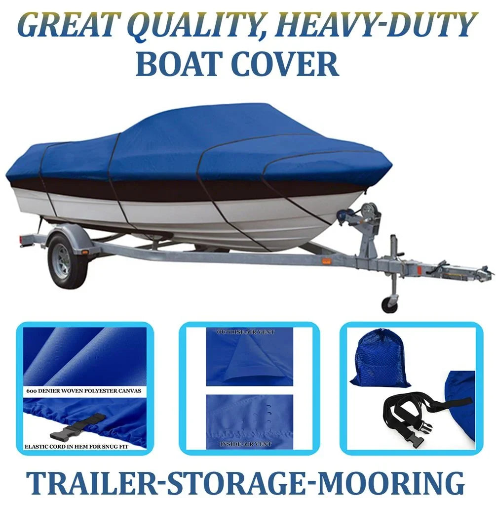 BLUE, GREAT QUALITY BOAT COVER Compatible for LUND 1850 TYEE / GRAND SPORT O/B 1991 1992 1993 1994 1995