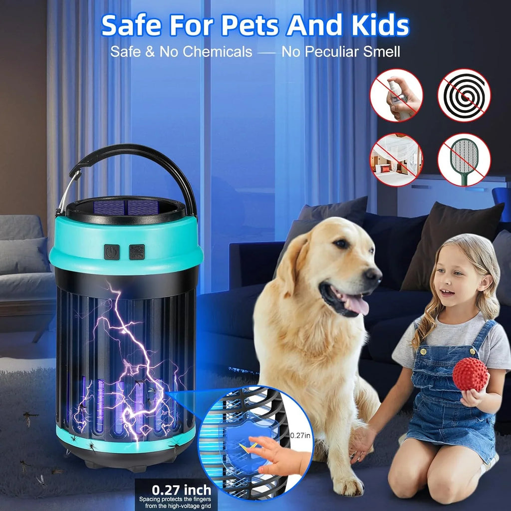 G·PEH 3 in 1 Bug Zapper, Rechargeable Bug Zapper Outdoor Indoor Fly Trap Fluid Mosquito Zapper with Emergency Light for Home, Solar Bug Zapper Outdoor for Home, Backyard, Camping
