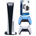 Playstation 5 Disc Version ( PS5 Disc) with Extra Controller and Dual Charging Station - Starlight Blue Bundle