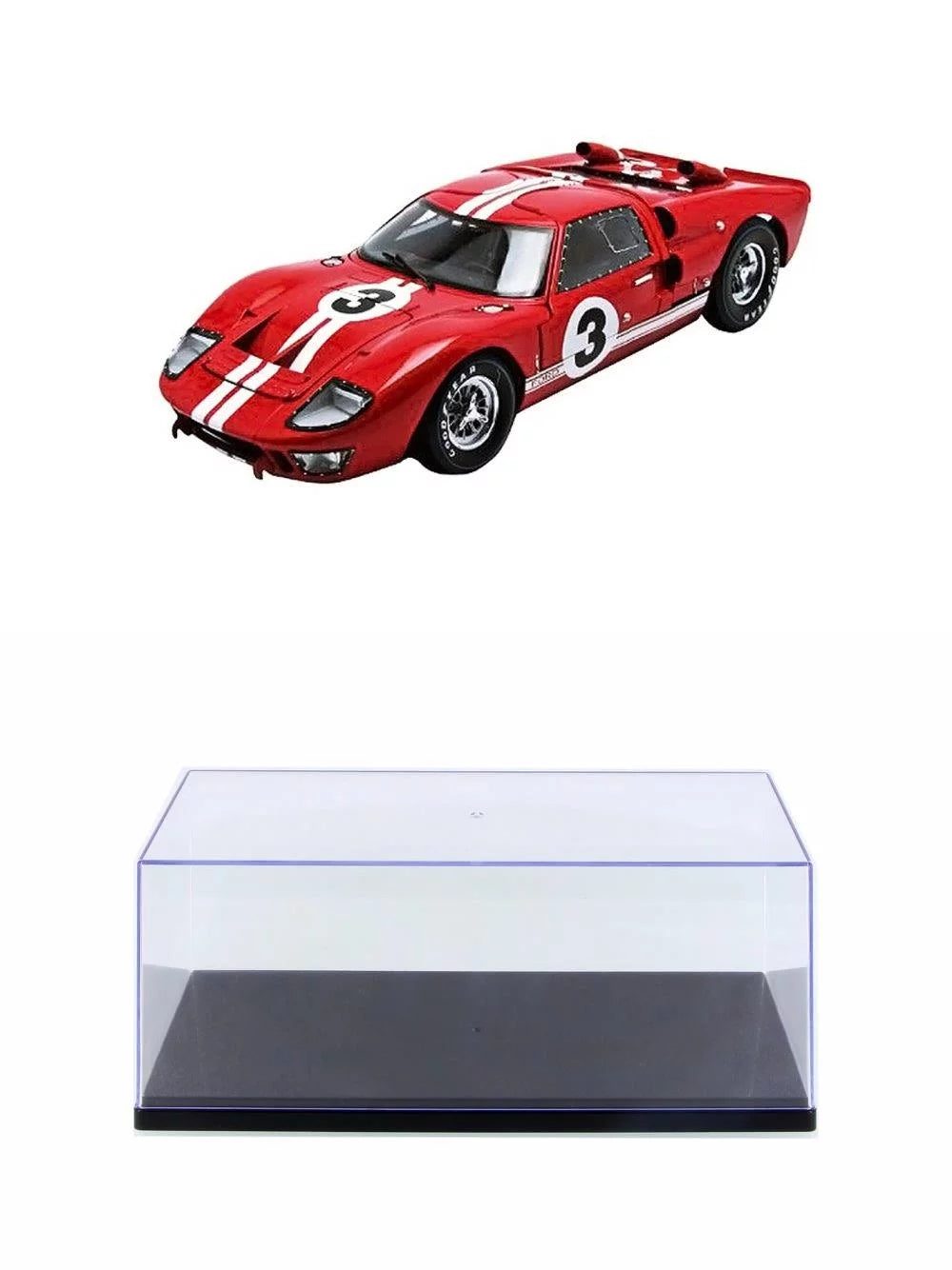 Diecast Car w/Display Case - 1966 Ford GT-40 MK II Le Mans #3, Red - Shelby Collectibles SC406R - 1/18 scale Diecast Car
