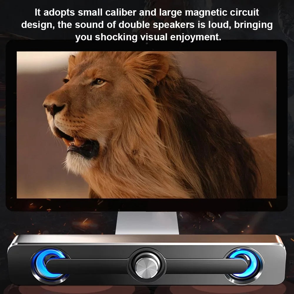 Wired Speaker, V-111 Computer Speaker USB Wired Powerful Bar Stereo Subwoofer Bass Speaker Surround Sound Box for PC Portable computer Phone Tablet MP3 MP4