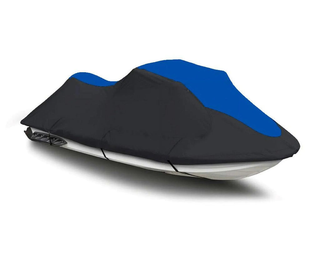 BLACK / BLUE HEAVY-DUTY Cover Compatible for KAWASAKI STX-15F 2018 2019 2020 Jet Ski Cover PWC Jet Ski Trailerable Cover
