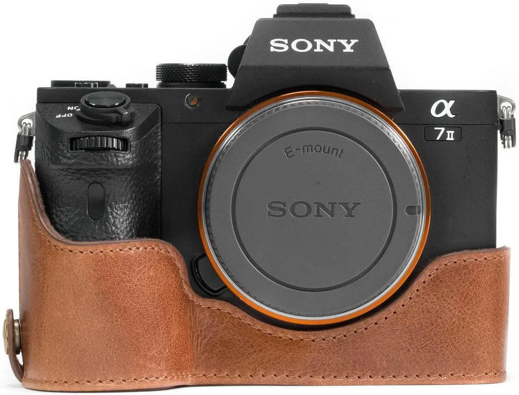 MegaGear MG1130 Alpha A7S II, A7R II, A7 II Genuine Leather Camera Half Case and Strap - Dark Brown
