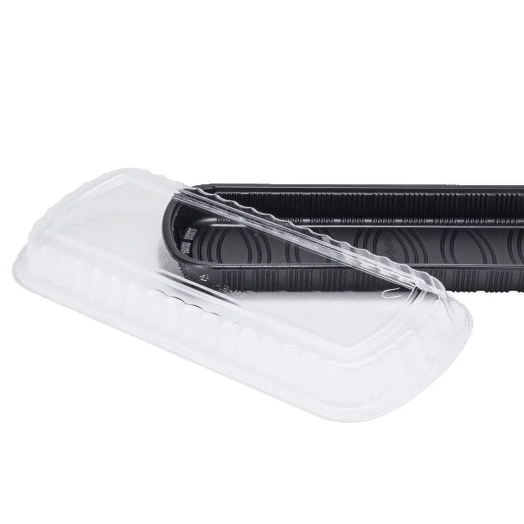 Karat Full Slab Black PP Plastic Rib Container with Clear OPS lid - 100 ct