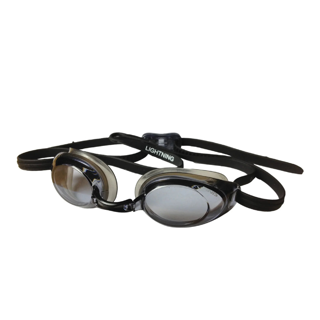 FINIS Lightning Goggles - Competitive Swim Goggles for Women and Men - Fluid Swimming Goggles with Adjustable Silicone Straps - Adult Swim Goggles with 4 Interchangeable Nose Pieces - Black/Smoke