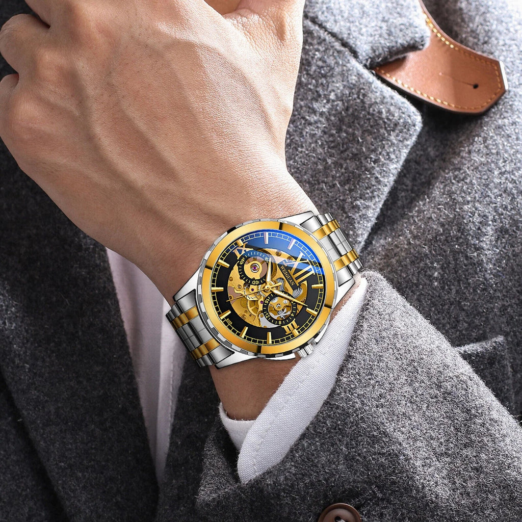 Men Luxury Watch Automatic Mechanical Stainless Steel Business Fluid Wrist