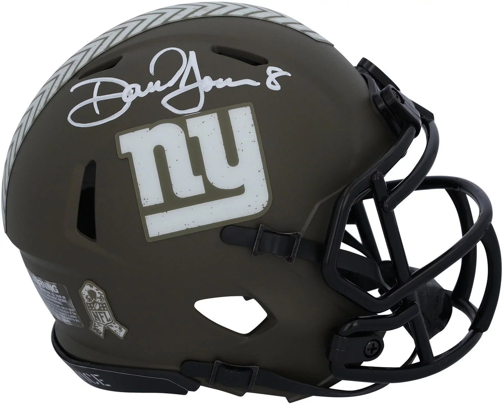 Daniel Jones New York Giants Autographed Riddell 2022 Salute to Service Speed Mini Helmet - Fanatics Authentic Certified
