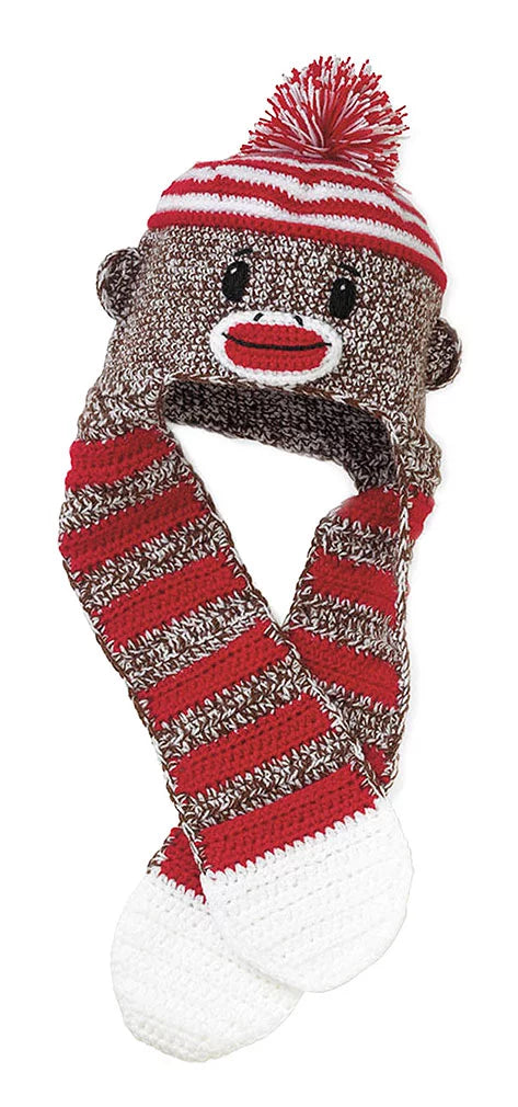 San Diego Hat Company Kid's Monkey Scarf Hat 6X MULTI