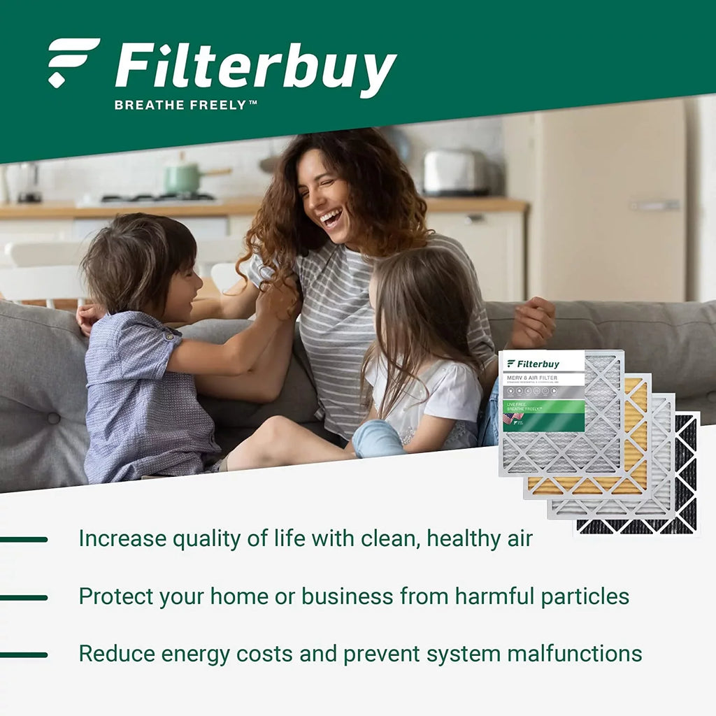 Filterbuy 16x24x1 MERV 8 Odor Eliminator Pleated HVAC AC Furnace Air Filters with Activated Carbon (6-Pack)