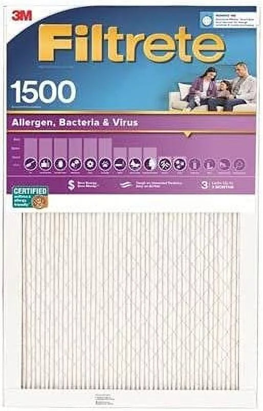 3M 2025DC-6 Pleated Air Filter, Ultra Allergen Reduction, 3 Months, Purple, 16x24x1-In. - Quantity 6