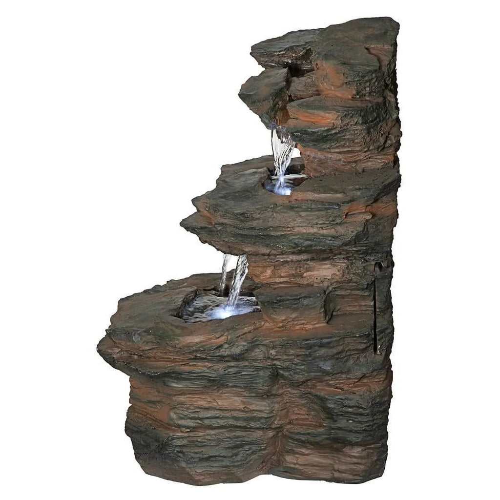 Design Toscano Ramrod Bluffs Cascading Fluid Illuminated Tabletop Fountain