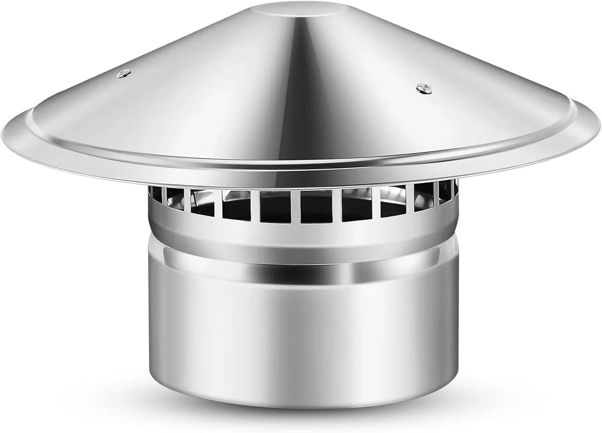 6 Inch Cone Top Chimney Cap Stainless Steel Cone Cap with Monitor Chimney Cover Outside Roof Silver Fireplace Monitor Cover Exterior Stove Channel Topper for Vent Flue Family Kitchen Cooking