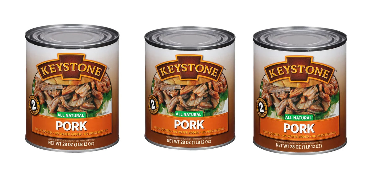 (3 Cans Pack) Keystone All Natural Pork 28 oz Can ✅ Emergency Survival Food For Camping Hiking and Backpacking Ready to Eat ✅
