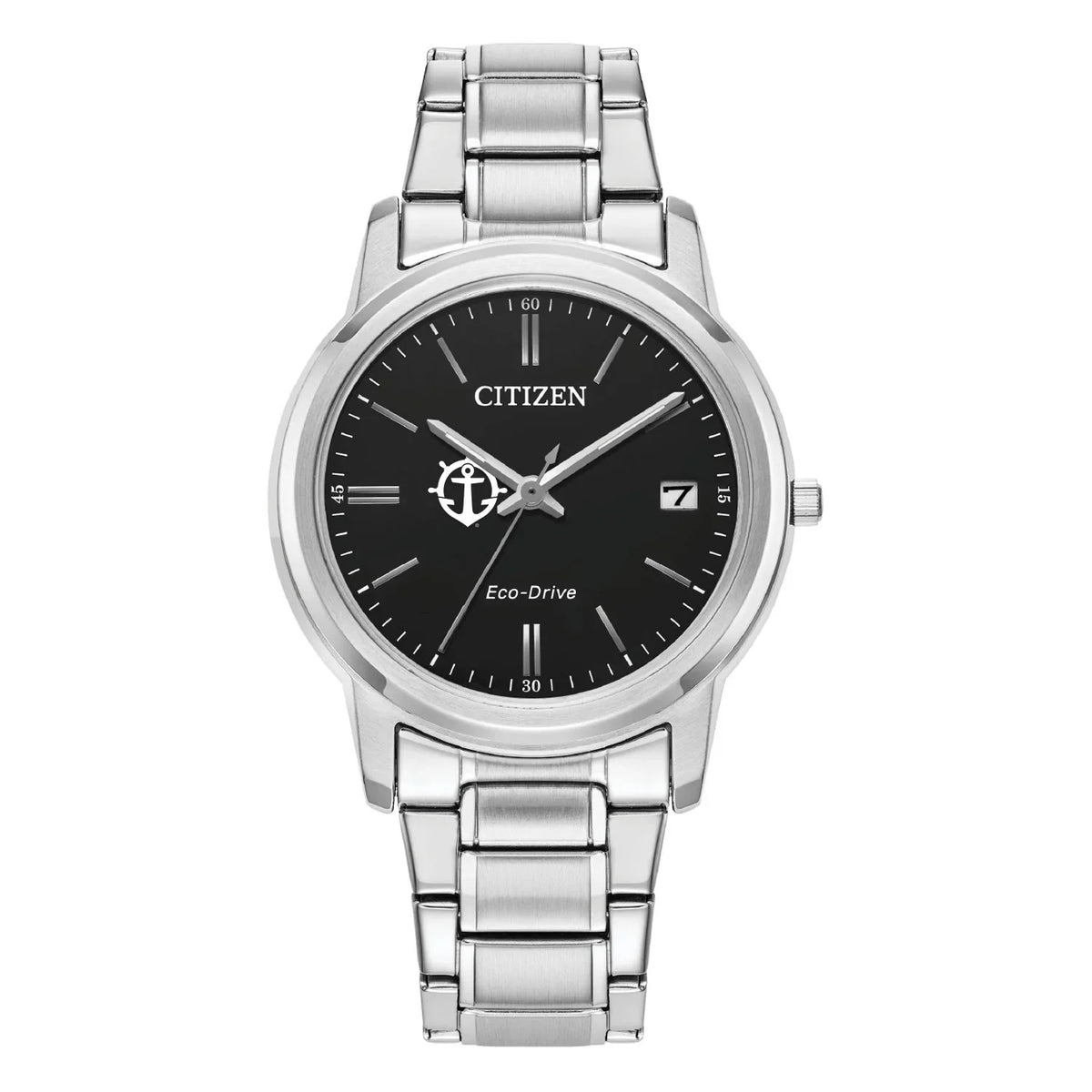 Women's Citizen Watch Silver Portland Pilots Eco-Drive Black Dial Stainless Steel Watch