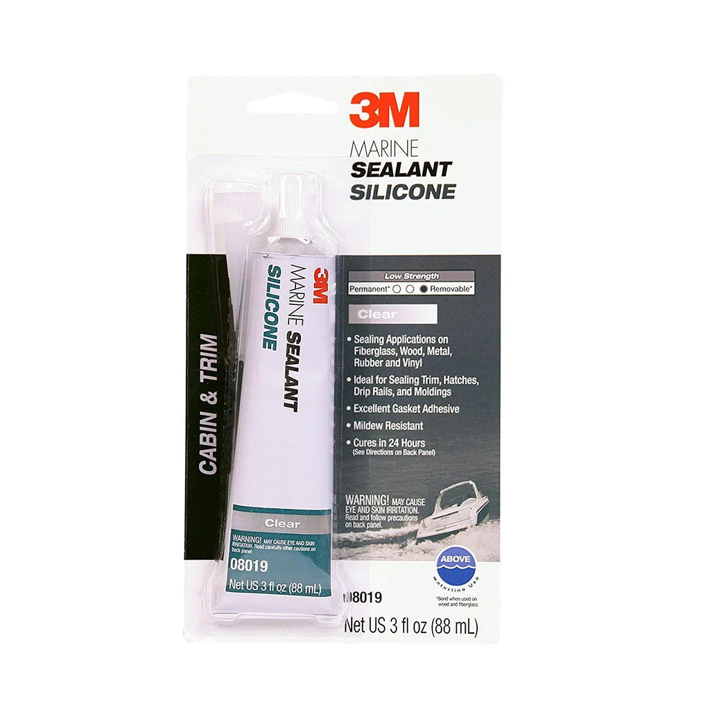 3M Marine Grade Silicone Sealant 08019 For Boats and RVs Clear 3 Ounces
