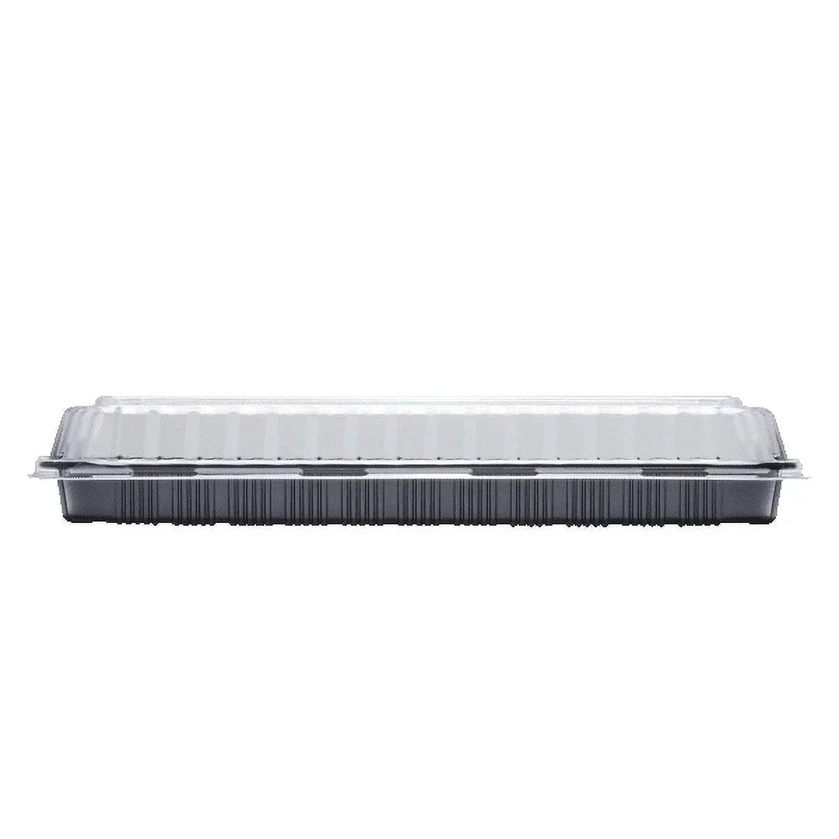 Karat Full Slab Black PP Plastic Rib Container with Clear OPS lid - 100 ct