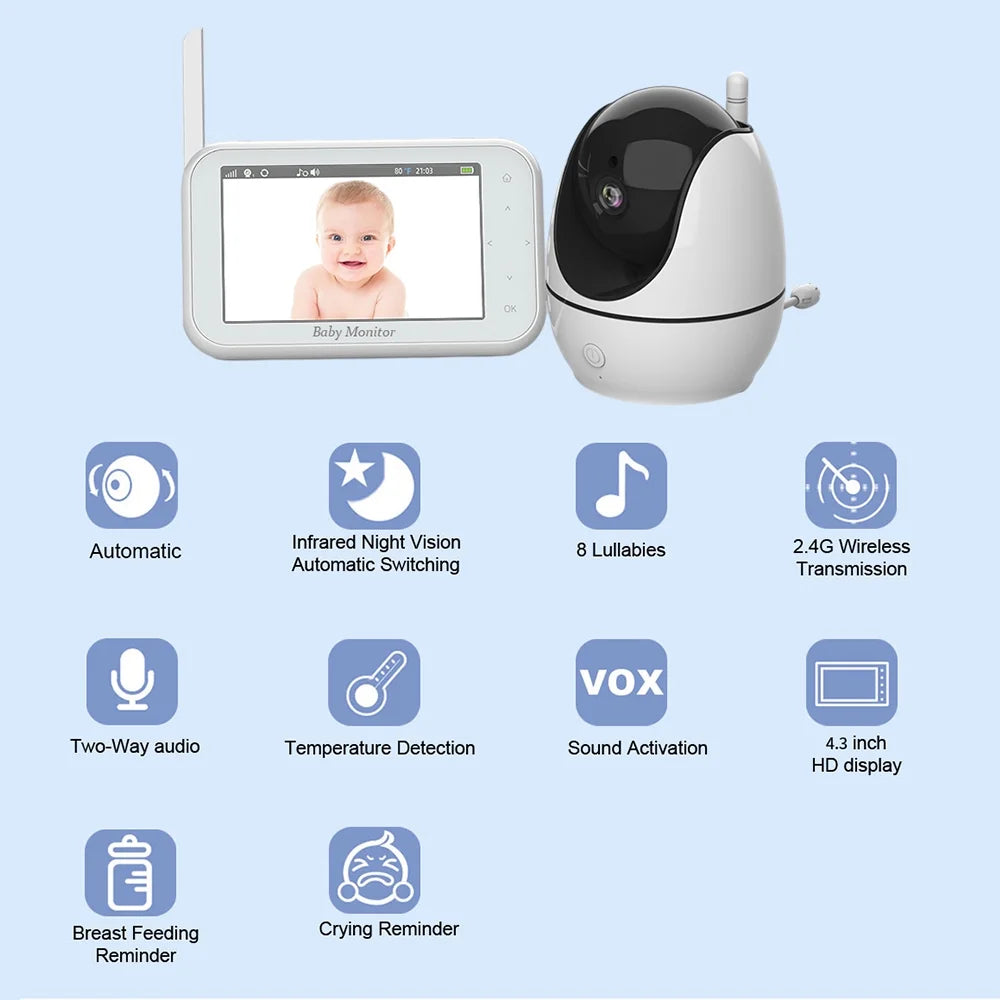 Dazzduo Monitor with Camera,Function Infrared Vision Camera 720P 4.5 8 Loop LCD Monitor 2 Way Audio Video Camera 4.5 Inch LCD Audio Motion Infrared Wireless - 2-Way - Includes 8 4.5 inch LCD OWSOO