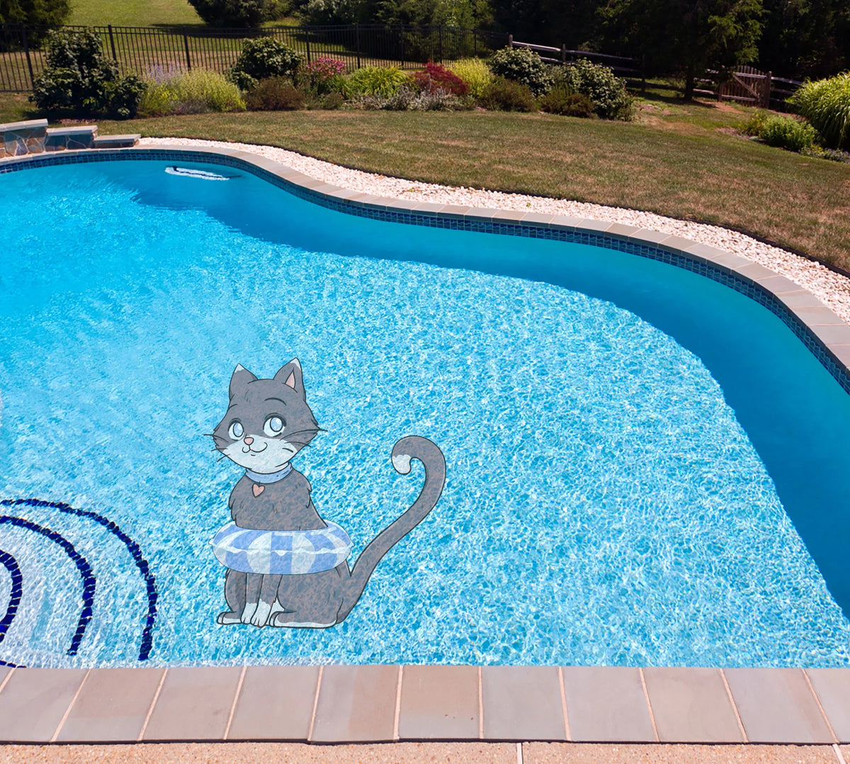Slick Woody's 30" Kitten Vinyl Liquid Pool Mat Tattoo in Gray