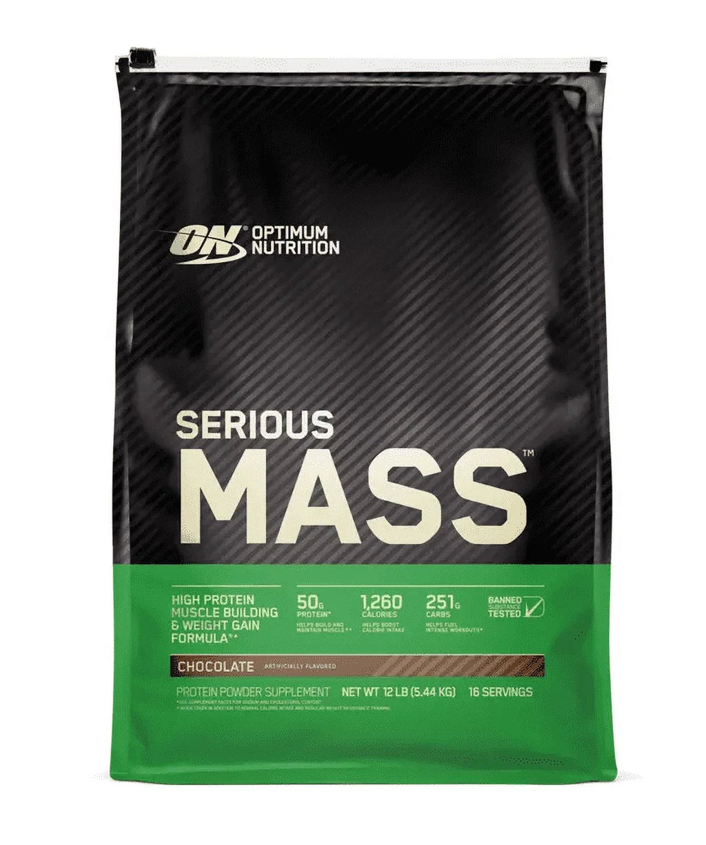 Optimum Nutrition, Serious Mass, 50g Protein Powder, Chocolate, 12 lb, 16 Servings