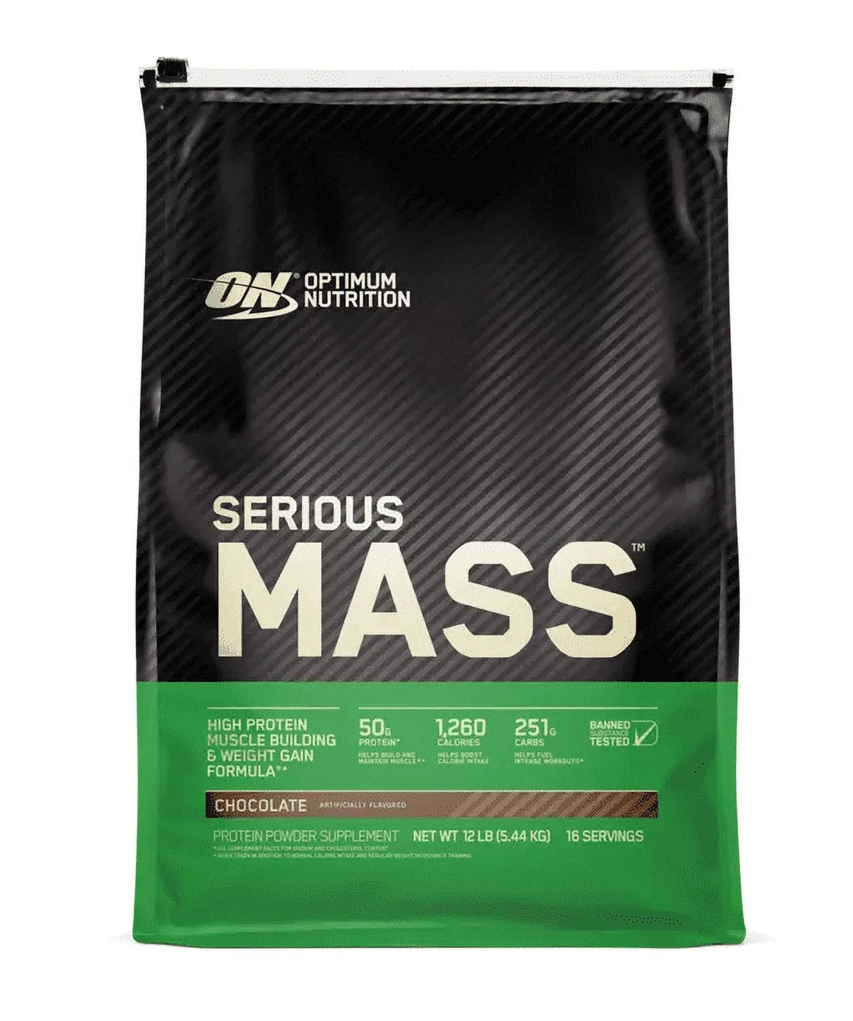 Optimum Nutrition, Serious Mass, 50g Protein Powder, Chocolate, 12 lb, 16 Servings