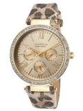 Caravelle New York Metallic Leopard Print Leather Ladies Watch 44N103