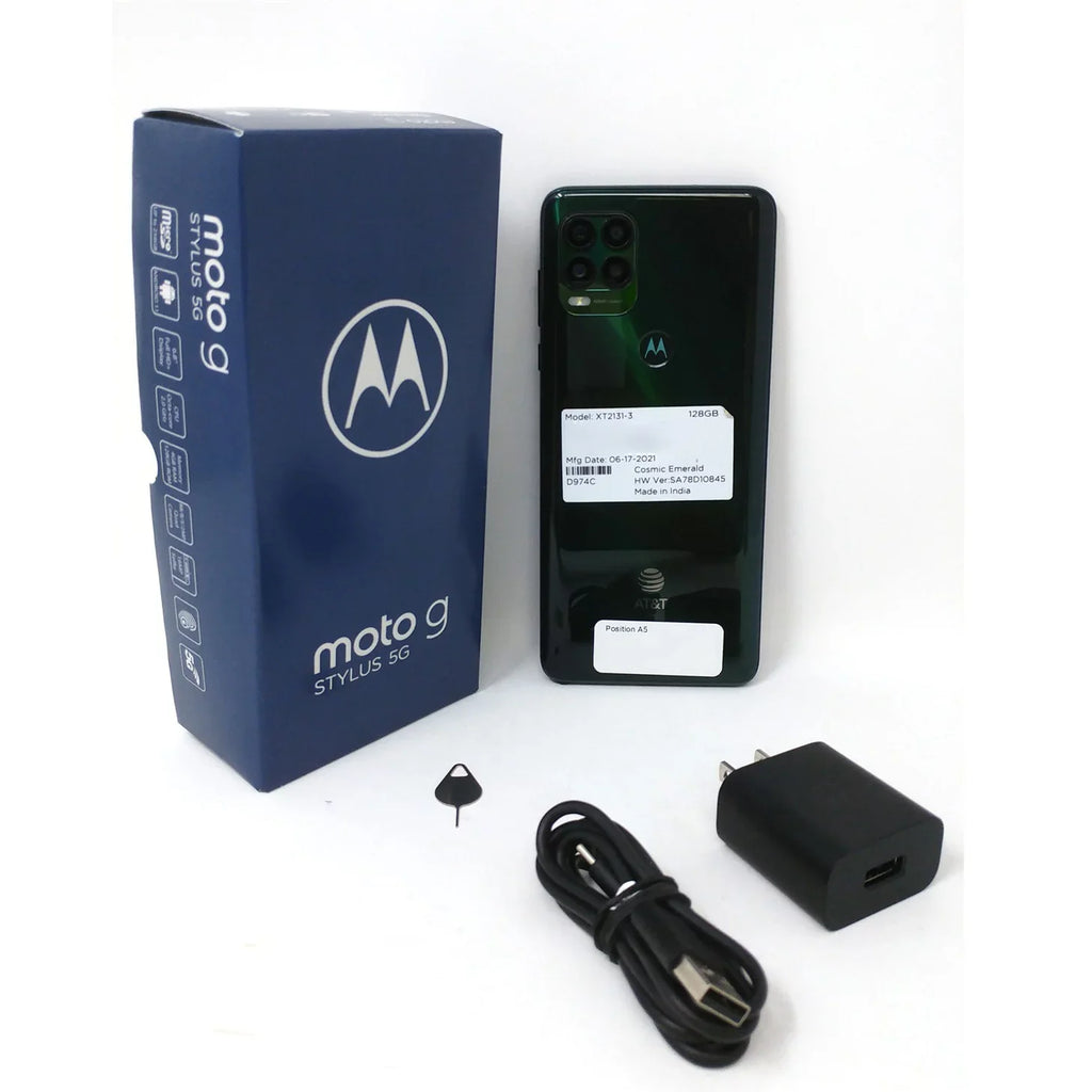 Open Box Motorola Moto G Stylus 5G 2021 128GB XT2131-3 Unlocked 6.8" 4GB RAM Phone - Cosmic Emerald