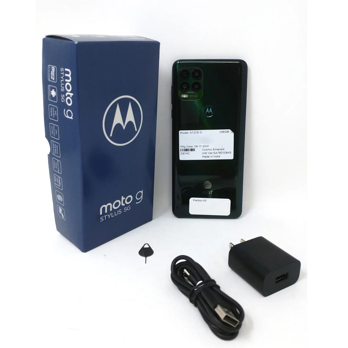 Open Box Motorola Moto G Stylus 5G 2021 128GB XT2131-3 Unlocked 6.8" 4GB RAM Phone - Cosmic Emerald