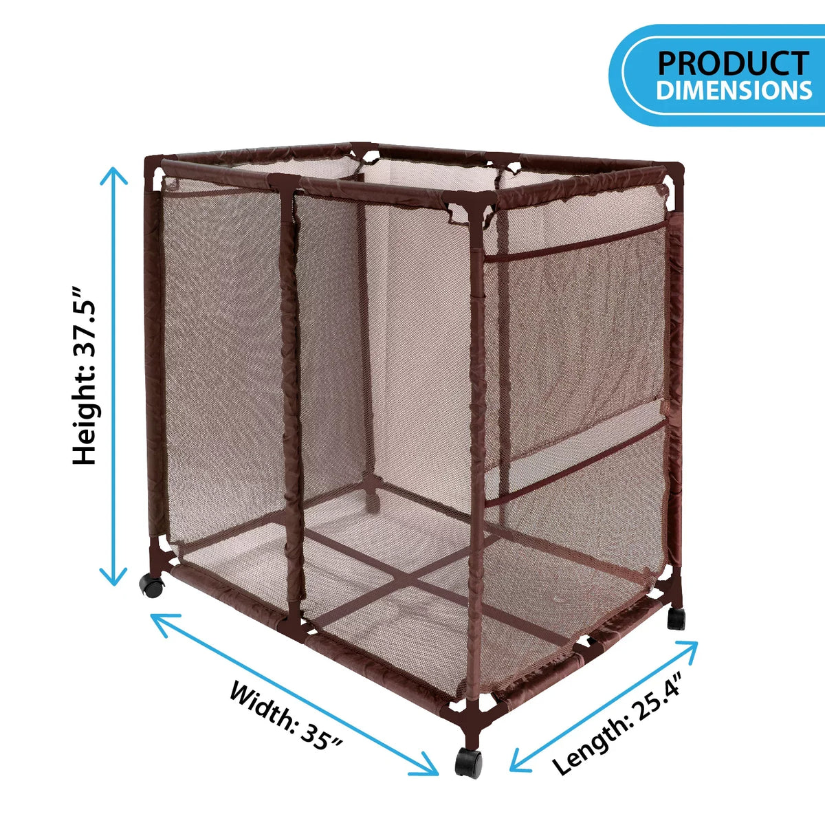 Essentially Yours Pool Floats, Balls, Toys and Equipment Rolling Mesh Organizer Storage Bin, Large, (35" W x 25.4" L x 37.5" H), (Brown), Style 455102
