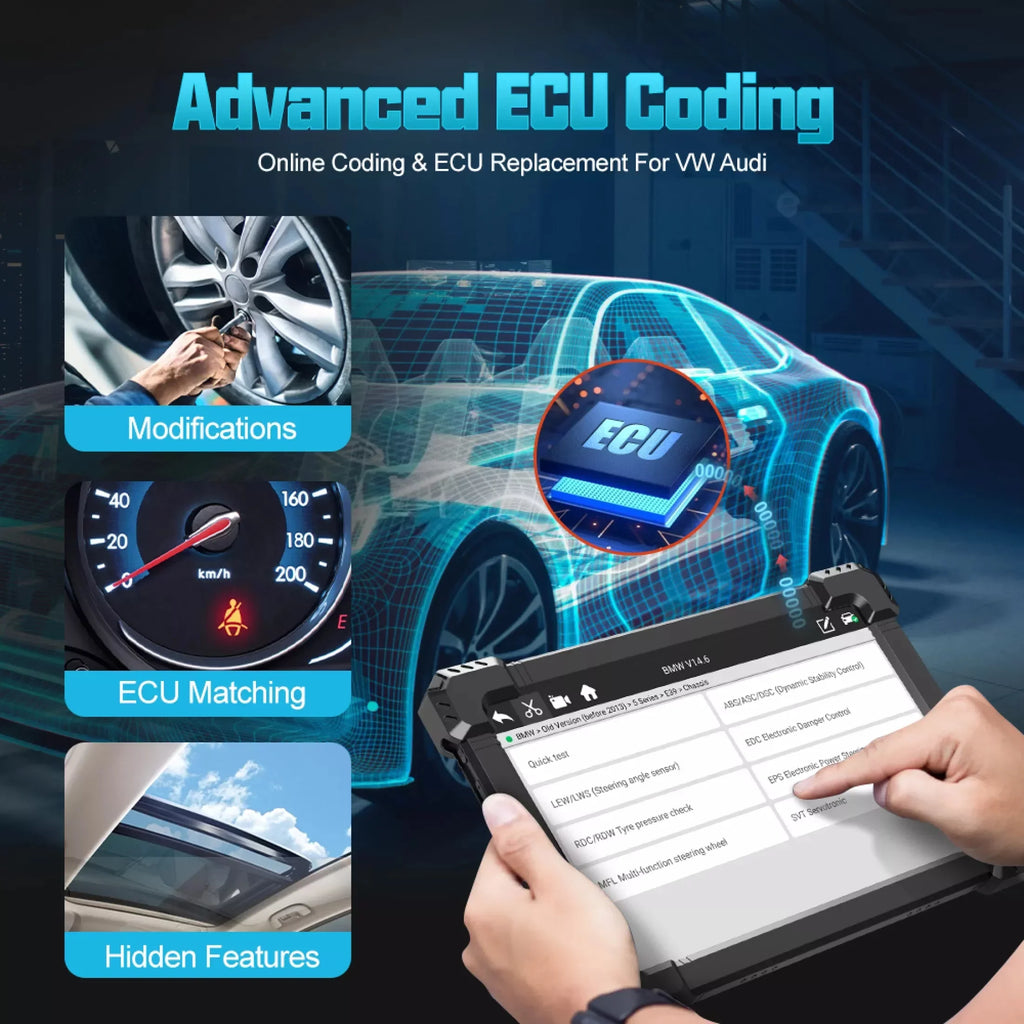 ANCEL X7 OBD2 Scanner Wireless Bluetooth Car Full System Scanner with 10 Reset Services Advanced Automotive Diagnostic Tool OBDII Code Reader Active Test ECU Coding for VW AUDI OBD EOBD OBD2 12V Cars