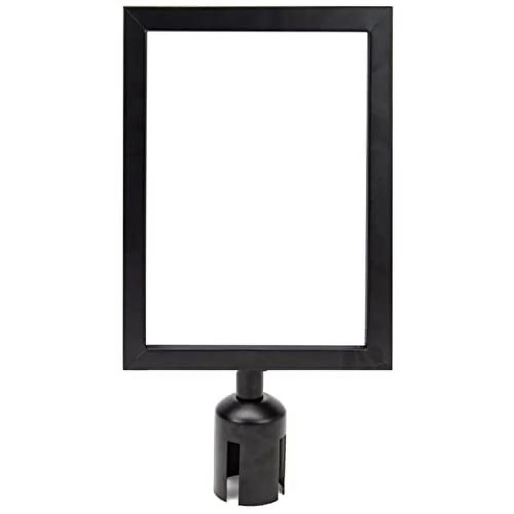 8.5" x 11" Stanchion Sign Holder - Double-Sided Black Metal Portrait Frame for 2" Diameter Retractable Belt Stanchions by Pudgy Pedro's Party Supplies