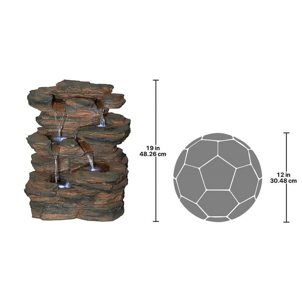 Design Toscano Ramrod Bluffs Cascading Fluid Illuminated Tabletop Fountain