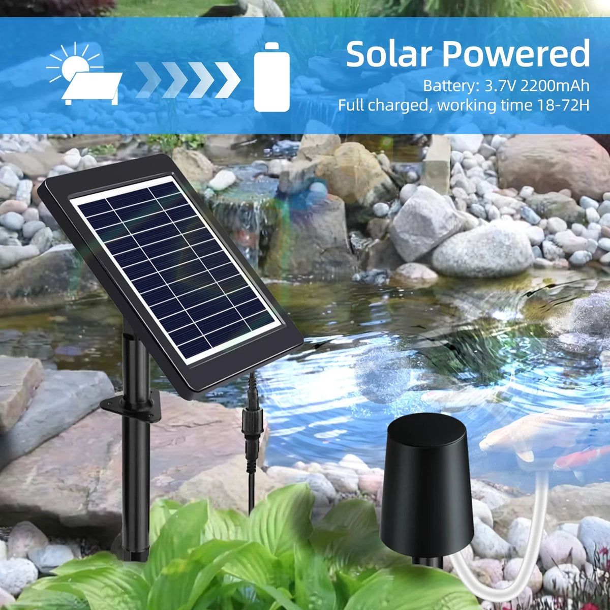 Anself Solar Pond Aerator with Air Pump, 3 Modes, 4W, No Noise, Efficient Oxygenation Pump, Ideal for Pond Stock Fishing Hydroponics